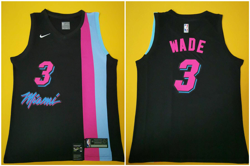 Custom Men Miami Heat #3 Dwyane Wade Black Nike Swingman NBA Jersey->miami heat->NBA Jersey